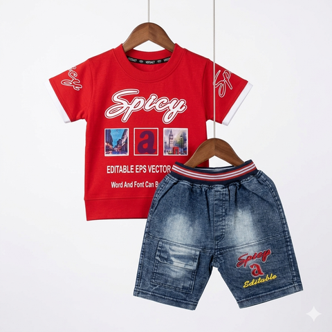 T.Shirt & Nicker - Red - Spicy