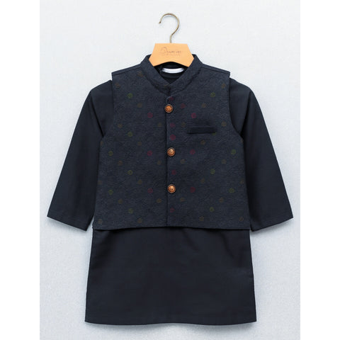 3 Pieces - Kameez Shalwar with Embroidered Waistcoat - K6