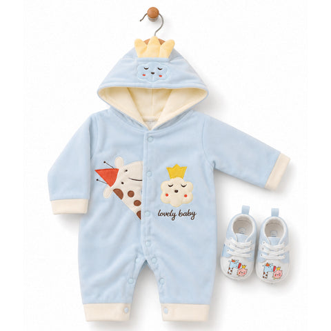 Romper With Booties - Cartoon - Blue