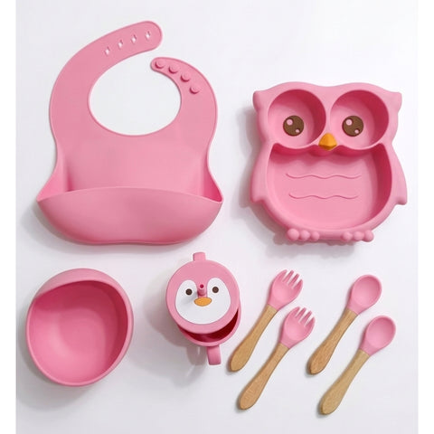 8 Pieces - Silicon Feeding Set - Pink