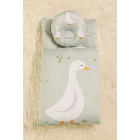 Velvet Carry Nest with Pillow - Cartoon Green