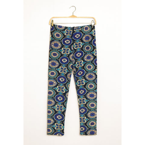 Velvet Inner Fleece Tights Blue Design