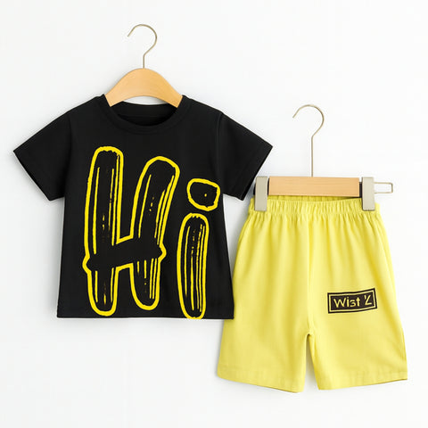T-Shirt With Short  - Black