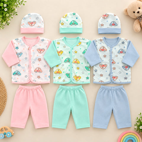 Winter - Pack of 3 Night Suits - Cars & Stars