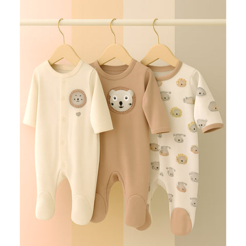 Pack of 3 Sleep Suits - Brown - SBP23
