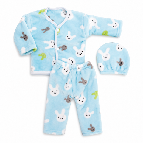 Winter Night Suit With Cap - Bunny