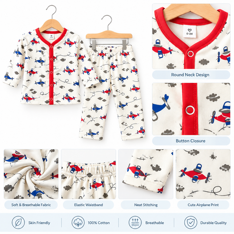 Winter - Fleece Night Suit - Design 26 - Aeroplane