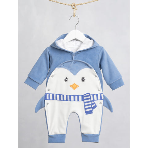 Winter - Baby Romper - Penguin Blue
