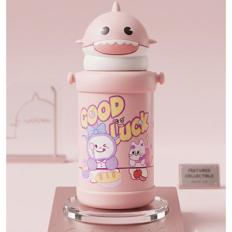 Cartoon Bottle with Straw -  500ML - Shark