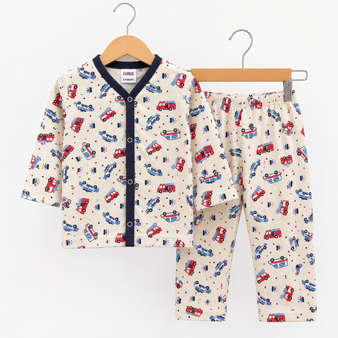 Summer Night Suit - Design 26 - Yellow Police Cars