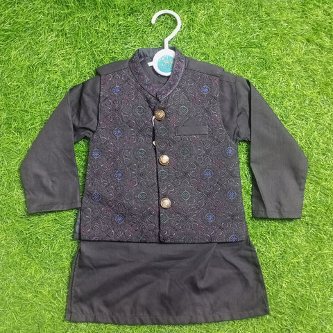 3 Pieces - Kameez Shalwar with Embroidered Waistcoat - K5