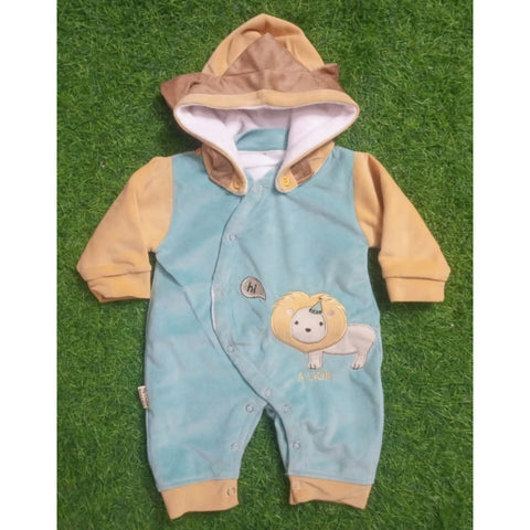 Winter - Hoodie Baby Romper - Lion Green