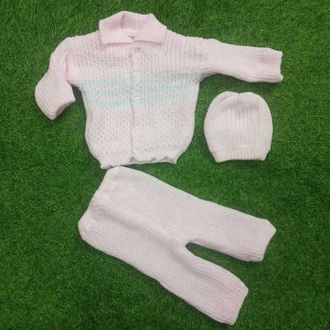Wool Shirt & Trouser with Cap - Pink