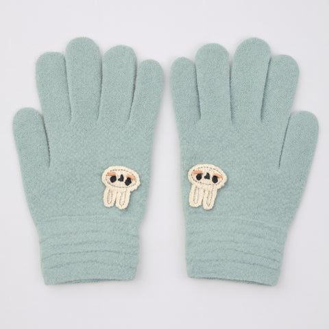 Pair of Gloves - Green Cartoon (3-5 Years)