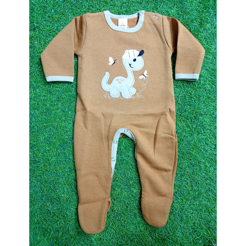 Fleece Baby Romper - Cartoon - Brown