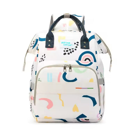 Waterproof Diaper Backpack - Blue Rainbow