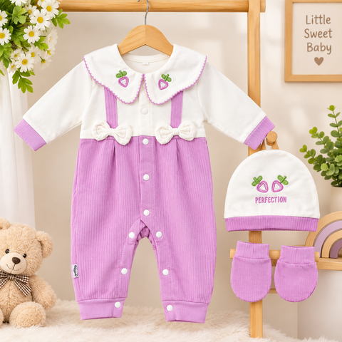Girls Romper 3 Pieces Set - Pink