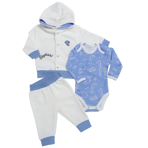 3Pcs Hooded Suit Set - White Fish