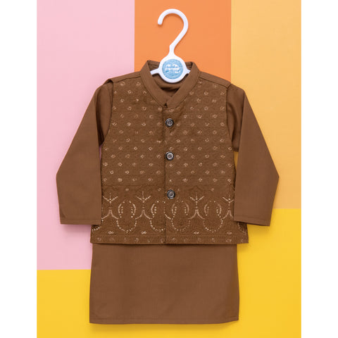 3 Pieces - Kameez Shalwar with Embroidered Waistcoat - K28-36