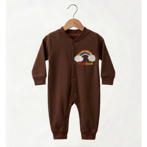 Fleece Baby Romper - Rainbow - Brown