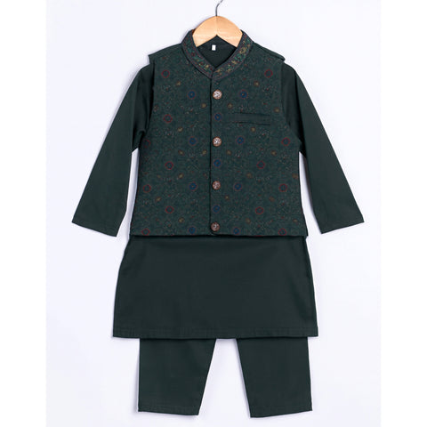 3 Pieces - Kameez Shalwar with Embroidered Waistcoat - K4