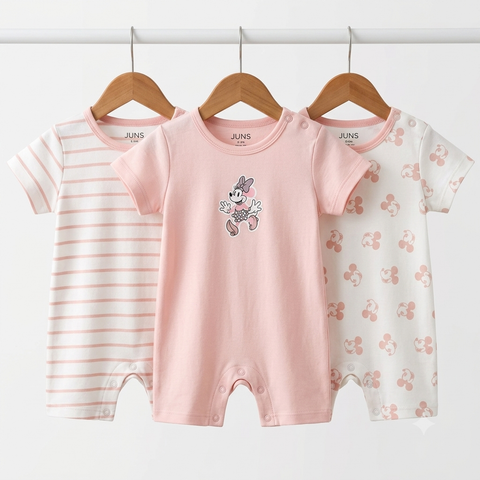 Short Leg Rompers - Blue - Pink Mickey