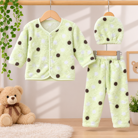Winter Night Suit With Cap - Circle Yellow