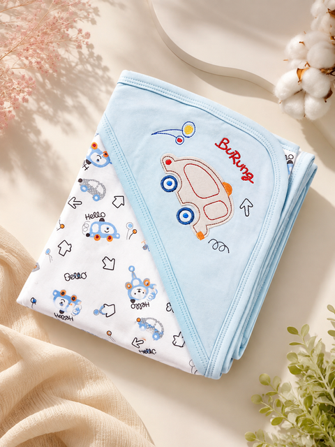 Baby Wrapping Sheet - Blue Car