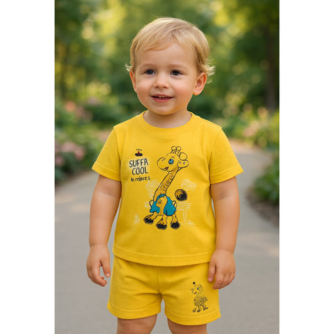 T-Shirt With Short  - Giraffe Orange