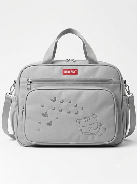 2 Pieces Bag Set - Baby Sky - Gray Hearts