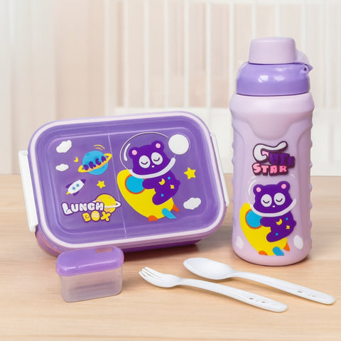 Lunch Box & Water Bottle - Dear - Purple