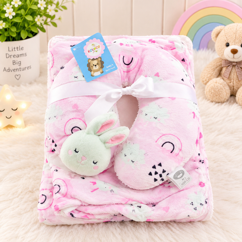 Imported Super Soft Baby Blanket with Neck Pillow