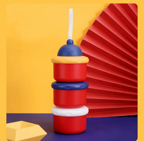 3-Layer Multi-Color Milk Powder Container - Red