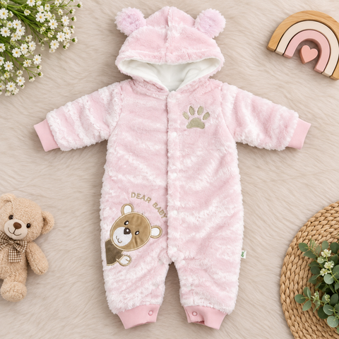 Hooded Baby Romper - Little Born - Pink