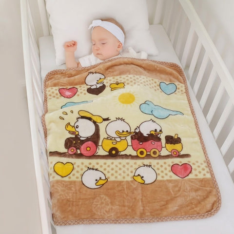 Baby Blanket - Light  Brown - Cartoon