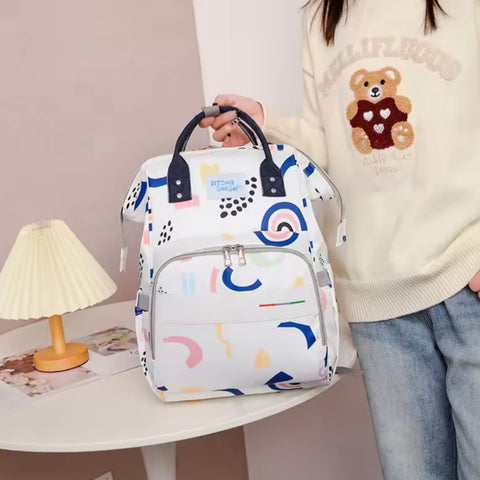 Waterproof Diaper Backpack - Blue Rainbow