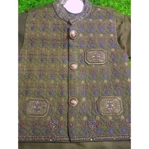 3 Pieces - Kameez Shalwar with Embroidered Waistcoat - K33