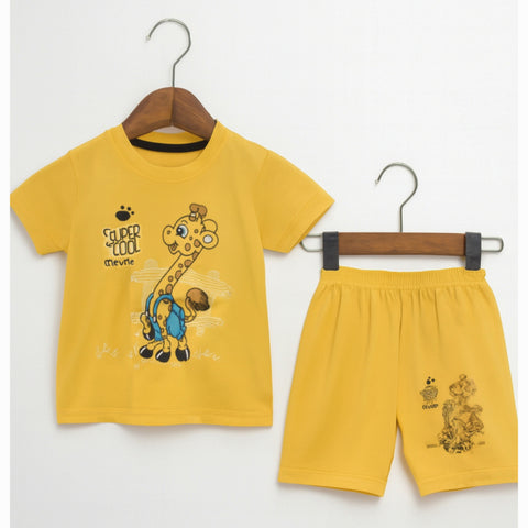 T-Shirt With Short  - Giraffe Orange