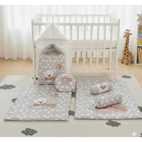 Velvet Baby Bedding Set - Bear & Dots Gray