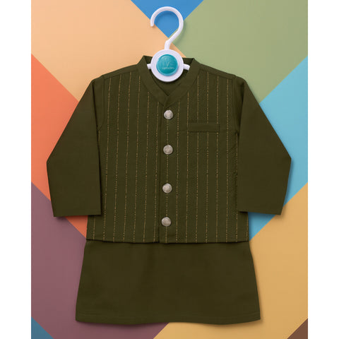 3 Pieces - Kameez Shalwar with Embroidered Waistcoat - K21