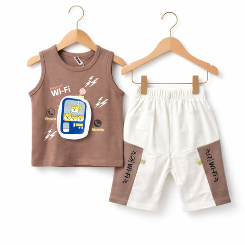 Sleeveless Shirt & Short - Brown