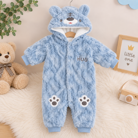 Hooded Baby Romper - Little Born - Blue