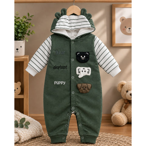 Hooded Baby Romper - Little Born - Green
