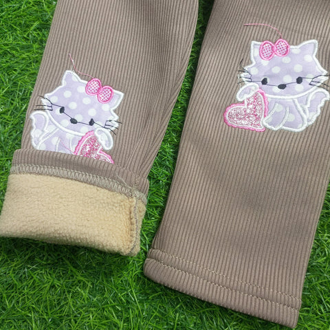 Girls Tight - Cat & Heart - Gray