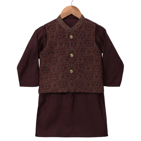 3 Pieces - Kameez Shalwar with Embroidered Waistcoat - K8
