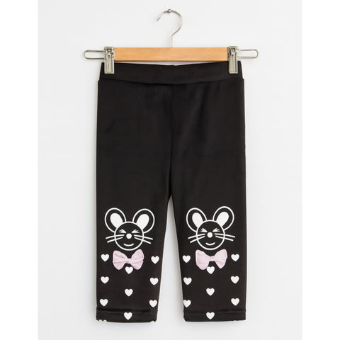 Girls Tight - Mickey & Hearts - Black