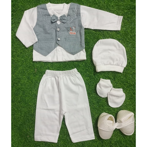 Newborn Baby 5 Pieces Gift Set - Play Time Gray