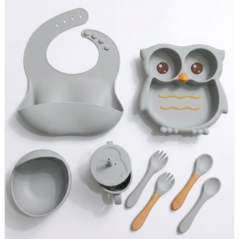8 Pieces - Silicon Feeding Set - Gray