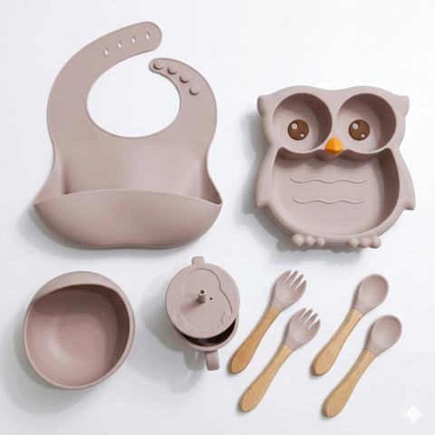 8 Pieces - Silicon Feeding Set - Light Pink