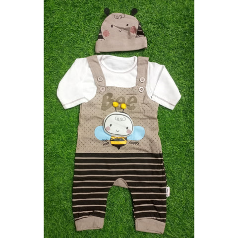 Romper with Cap - Bee Brown